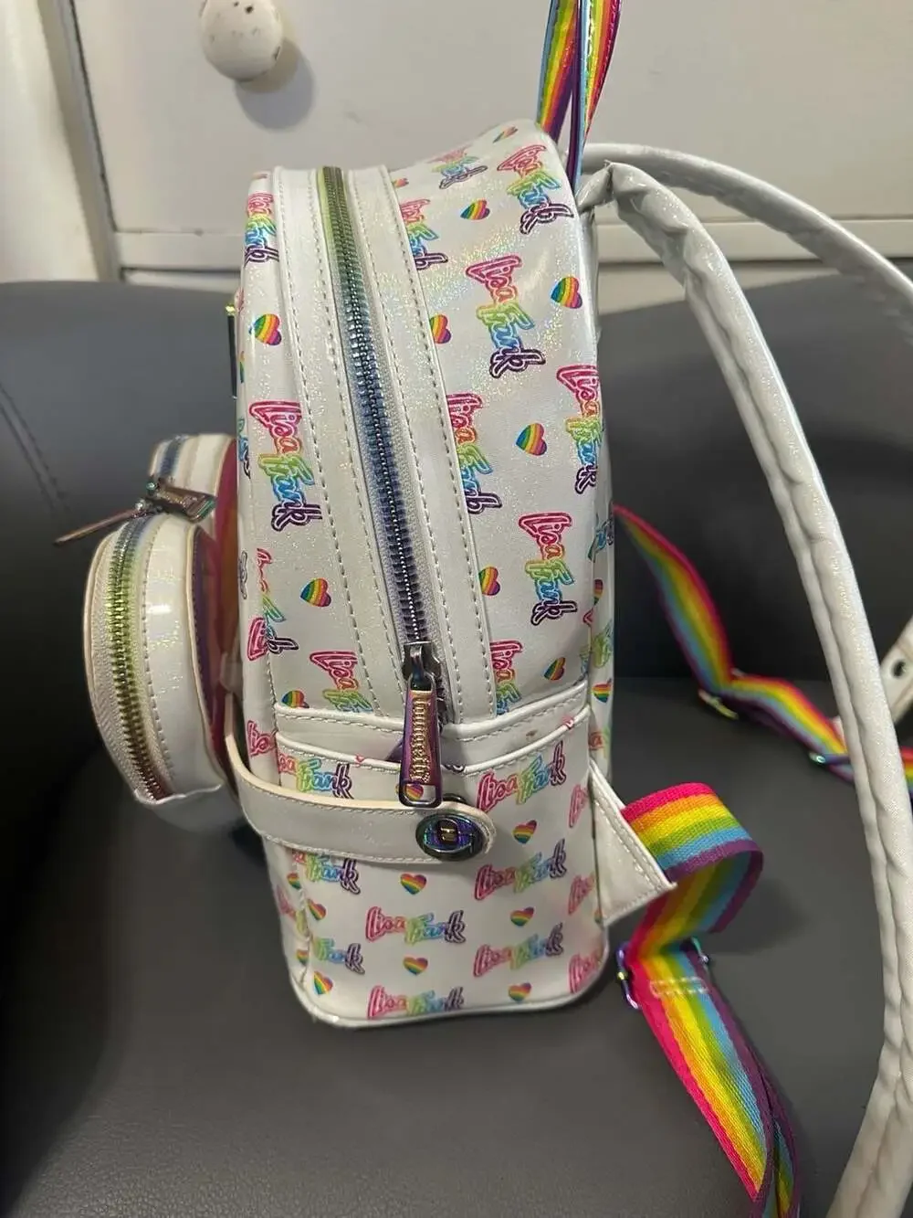 Loungefly x Lisa Frank Logo Mini Backpack w/Detachable Rainbow Heart Fanny Pack - Picture 11 of 11